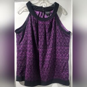 Nicole by Nicole Miller Black and Purple Halter Blouse